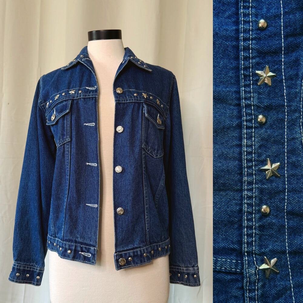 VTG 90s Shaver Lake Studded Dark Wash Denim Jacket